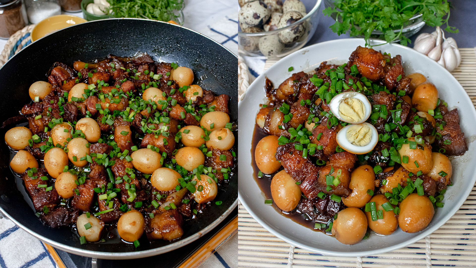 Quick and easy Pchum Ben recipe: Braised Pork Belly with Quail eggs!