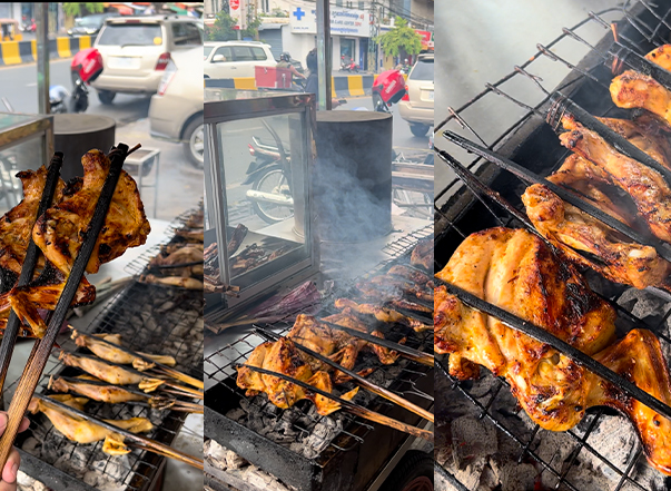 មាន់អាំងតាពាក់មួក ( Grilled Chicken by Hat man )