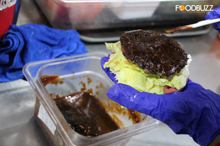 Pepsi sauce mix in together combined with the juiciness from the patty