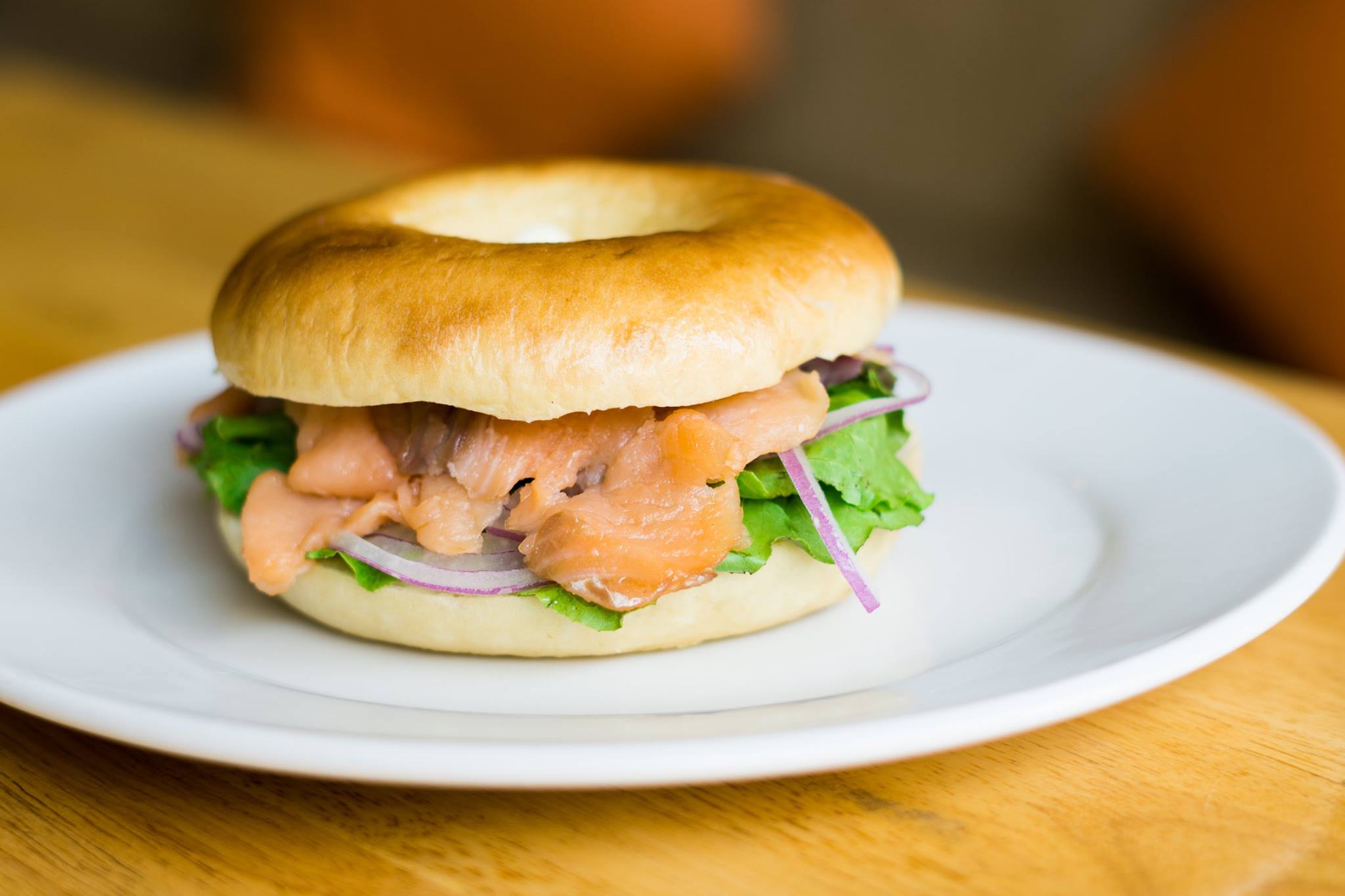 Smoked Salmon Bagel, Vego Salad Bar